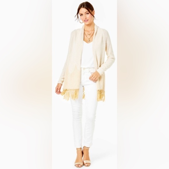 Lilly Pulitzer Tatum Long Fringe Hem Cardigan. Size medium. EEUC worn once - Picture 13 of 14